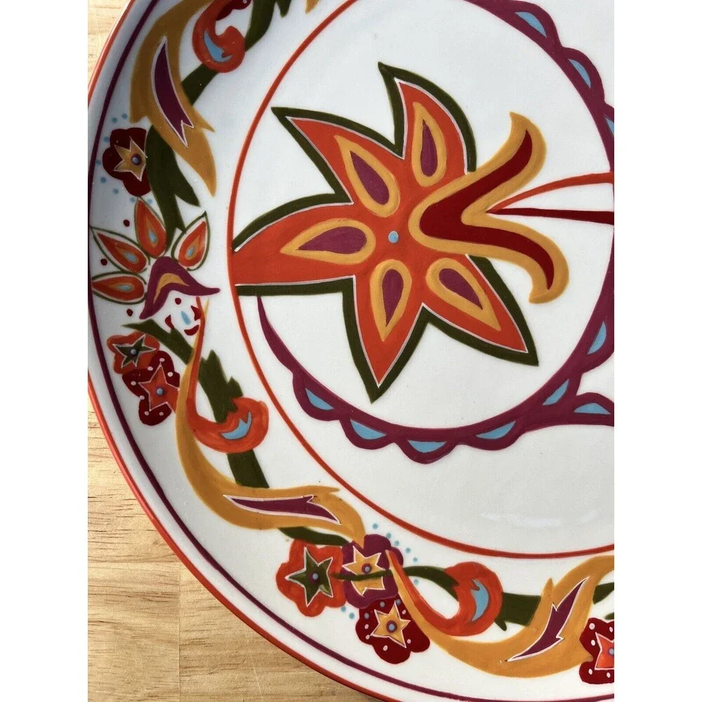 DAVID TUTERA ENTERTAINING PASSION DINNER PLATE COLORFUL FLOWERS & DESIGNS